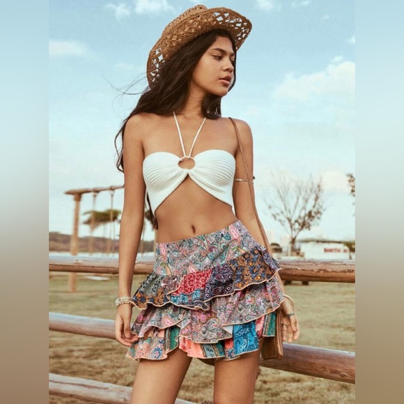 Paisley Print Bohemian Style Mini Skirt | Medium - Picture 4 of 13